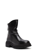 Women's Black Back Zipper Leather Boots | Derimod