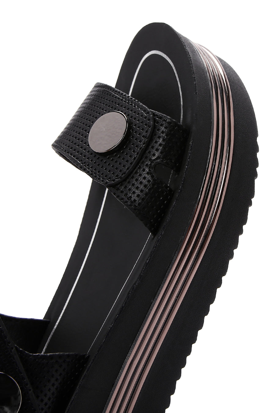 Women's Black Ankle Strap Thick Soled Sandals