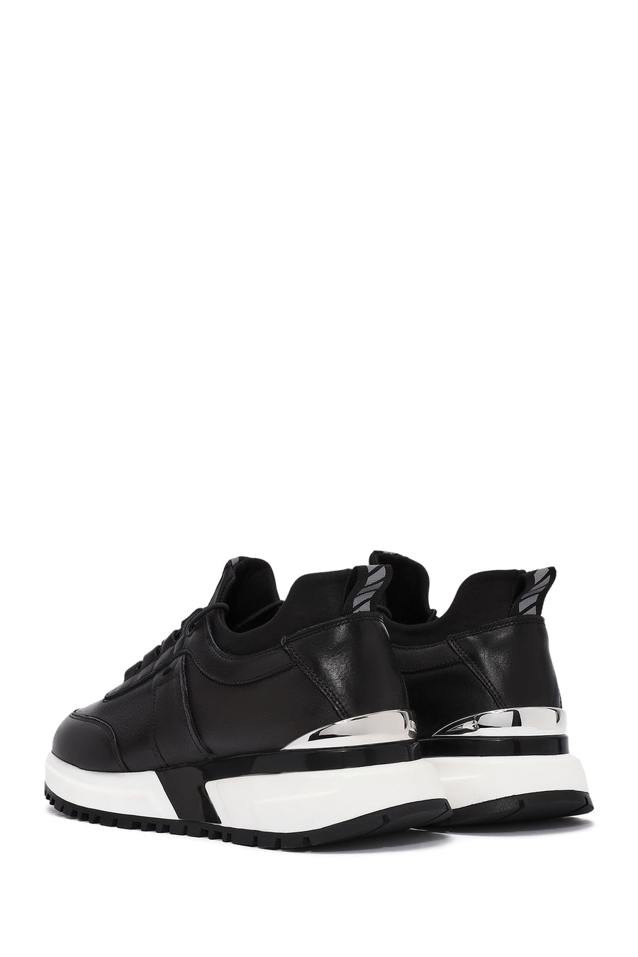 Men's Black Lace-up Leather Sneaker