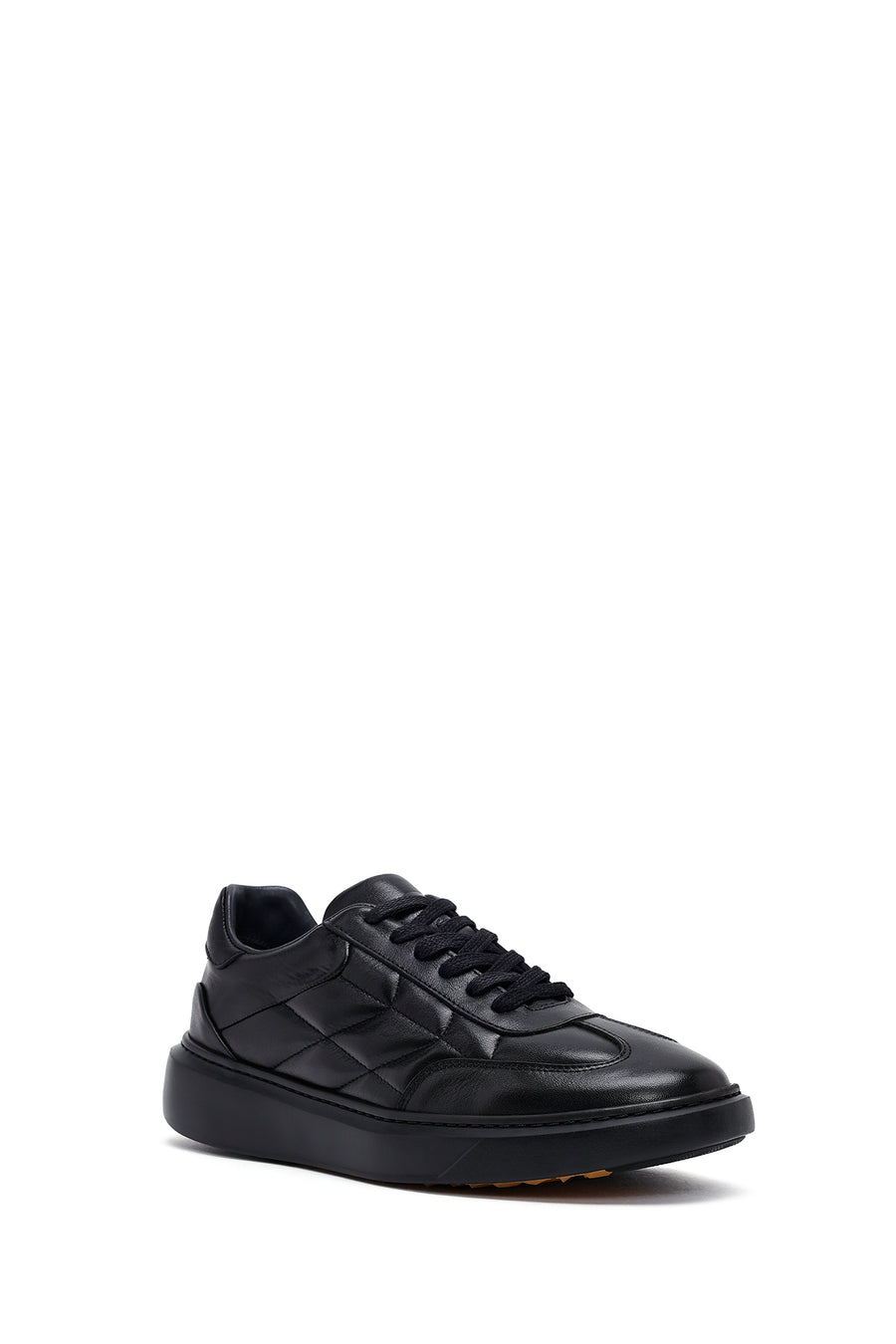 Erkek Siyah Bağcıklı Kalın Tabanlı Baskılı Deri Sneaker