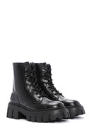 Women's Black Zippered Leather Boots | Derimod