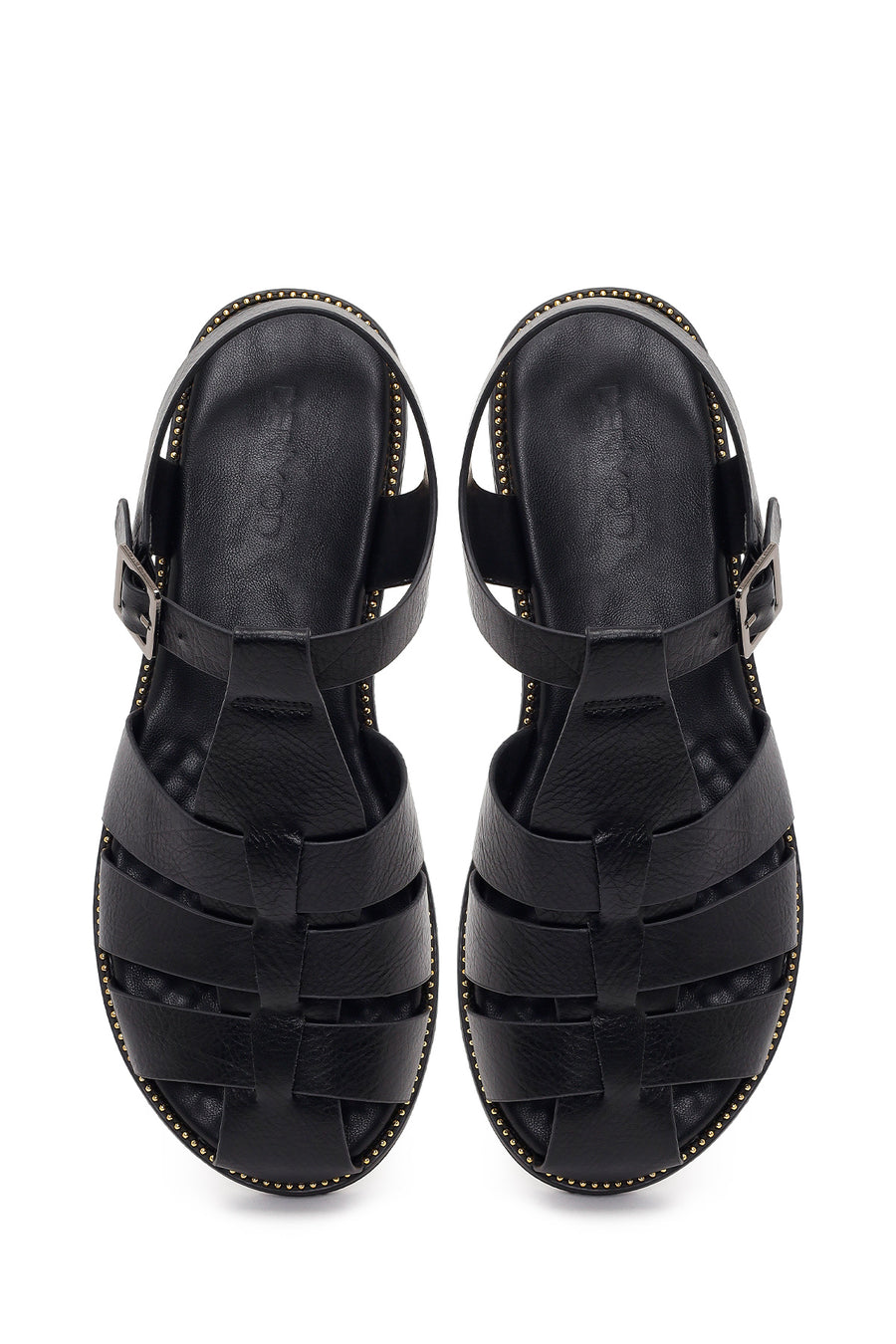 Women's Black Ankle Buckle Sandals