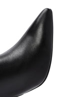 Women's Black Zippered Thin Heeled Leather Boots | Derimod