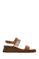 Women's Tan Ankle Strap Leather Comfort Sandals | Derimod