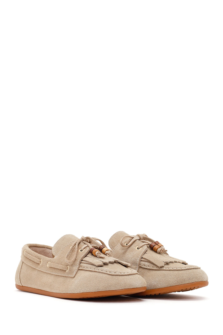 Women's Beige Tassel Suede Leather Loafer
