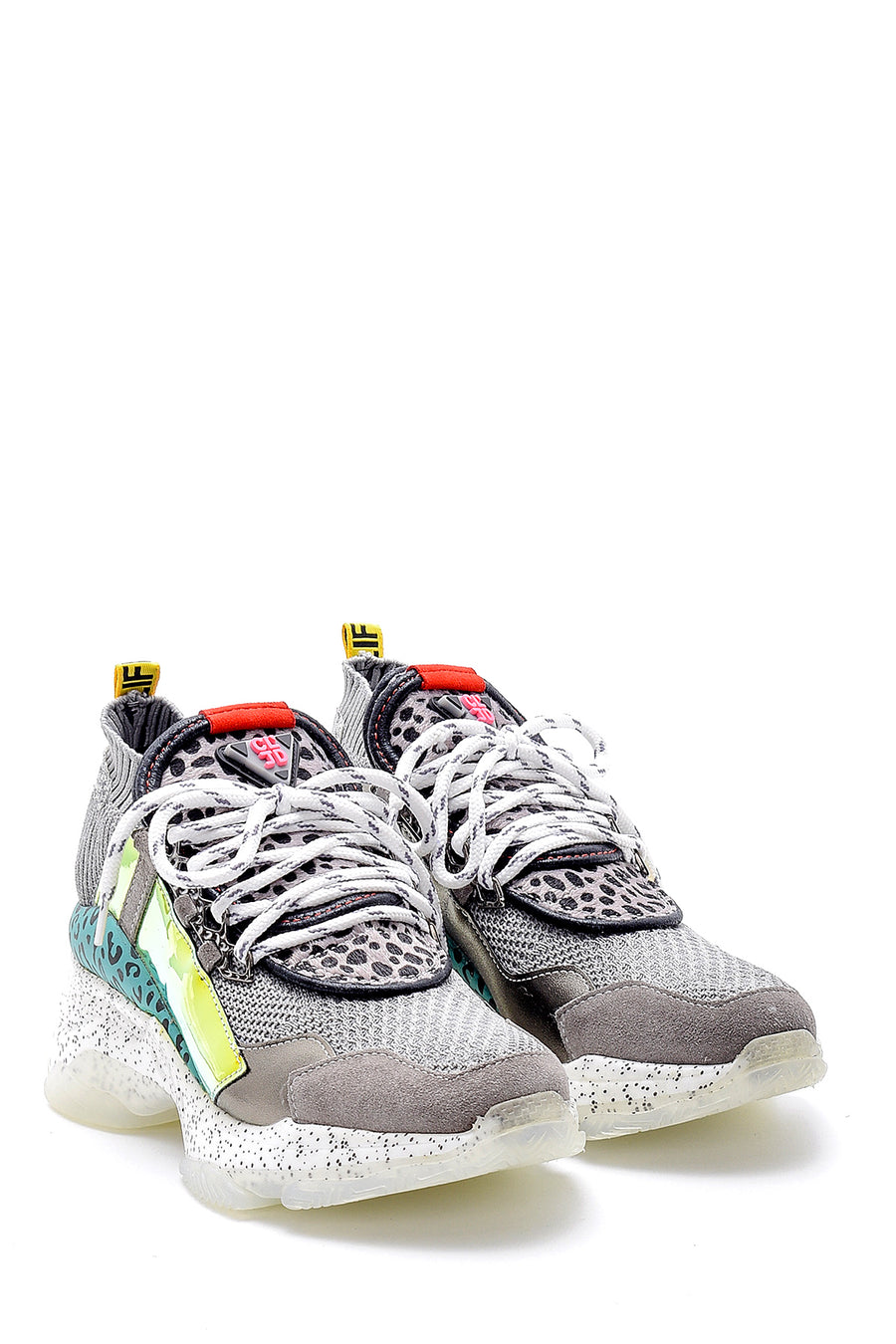Women's High-Sole Leather Sneaker