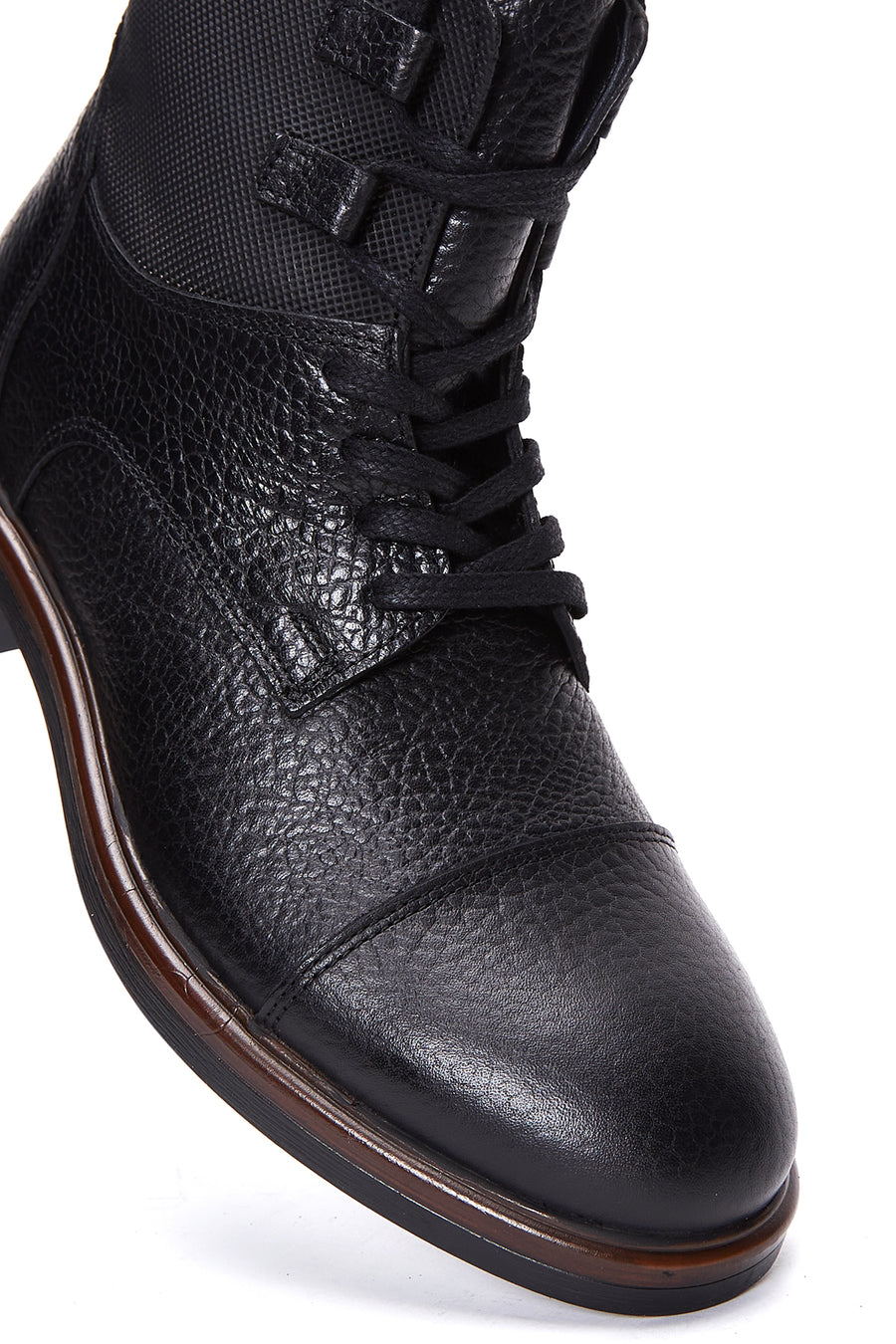 Men's Black Leather Zippered Boots