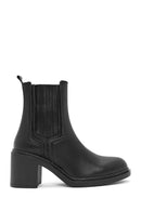 Women's Black Thick Heeled Leather Chelsea Boots | Derimod