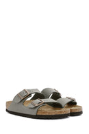 Birkenstock Women's Gray Arizona Eva Nubuck Leather Slippers | Derimod