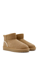 Women's Camel Fur Detailed Suede Leather Boots | Derimod