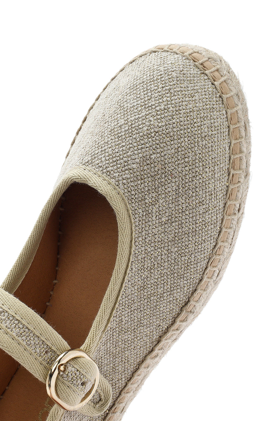 Women's Cream Buckled Fabric Espadrilles