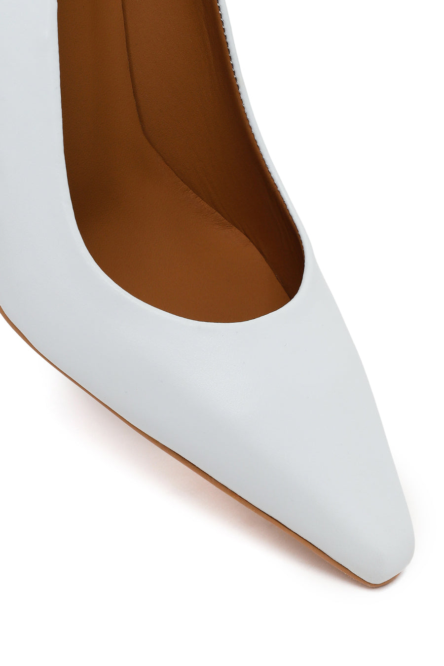 Woman White Thick-Heeled Leather Stiletto