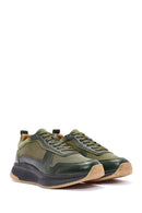 Men's Khaki Lace-up Leather Sneaker | Derimod