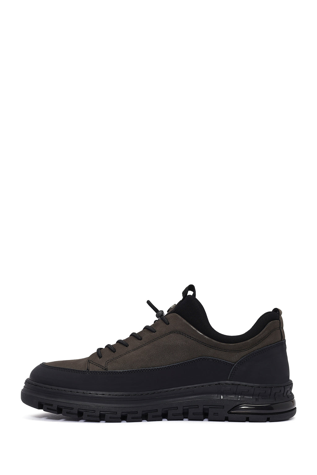 Erkek Gri Bağcıklı Kalın Tabanlı Nubuk Deri Sneaker