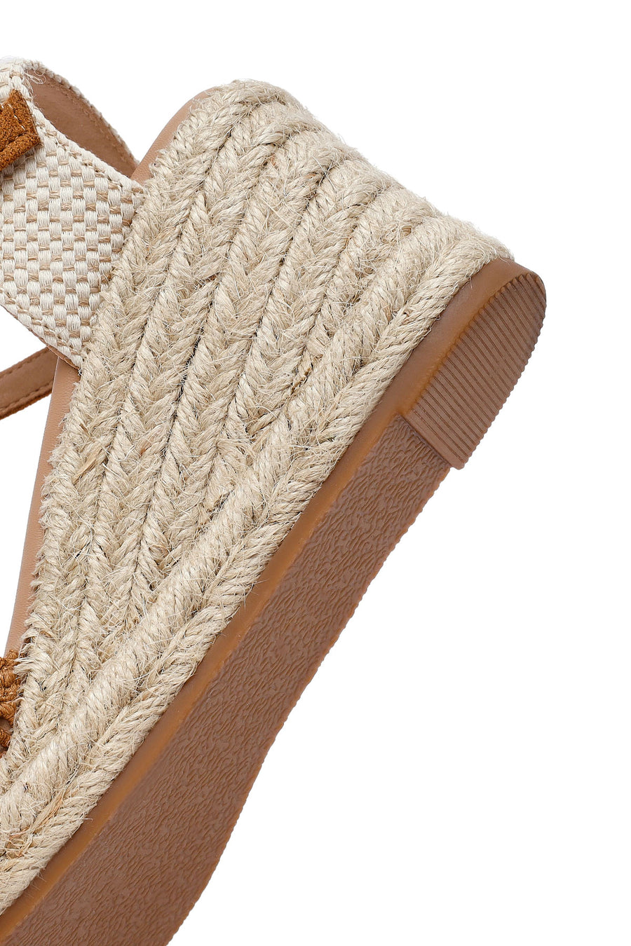 Women's Tan Wedge Heel Espadrilles with Ankle Buckle
