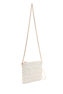 Woman Beige Long Chain Strap Patterned Clutch Bag | Derimod