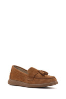 Women's Tan Suede Leather Comfort Loafer | Derimod