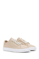 Women's Beige Leather Sneaker | Derimod