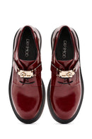 Women's Burgundy Lace-Up Leather Masculine Shoes | Derimod