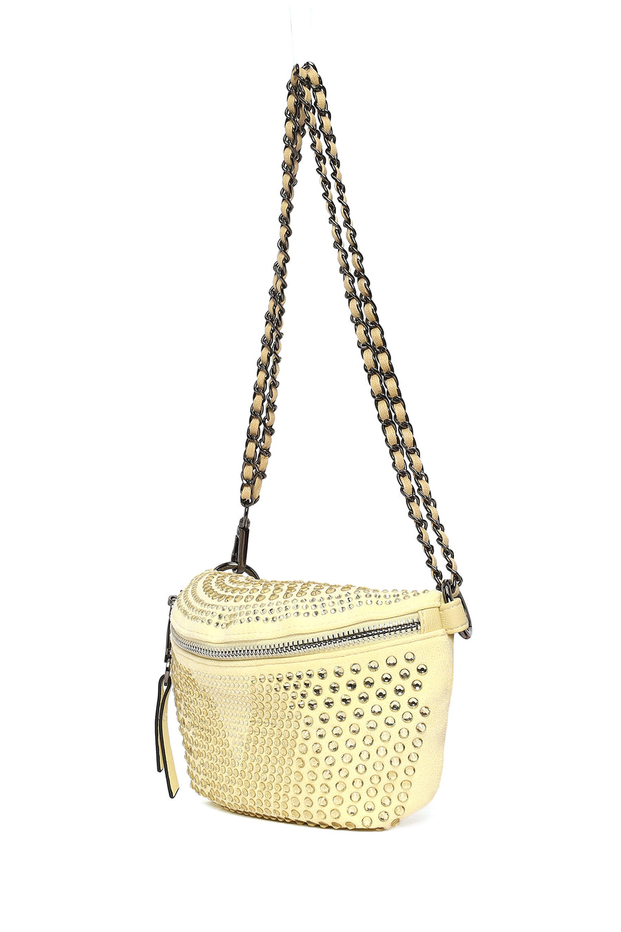 Woman Yellow Chain Strap Crossbody Bag