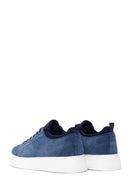 Men's Blue Suede Leather Thick Soled Sneaker | Derimod