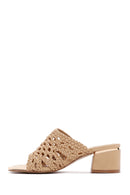 Women's Beige Heeled Slippers | Derimod