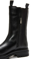 Woman Black Zippered Leather Casual Boots | Derimod