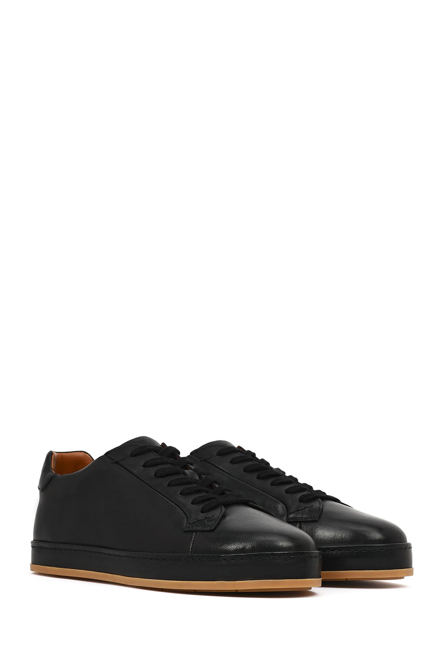 Men's Black Lace-up Leather Sneaker