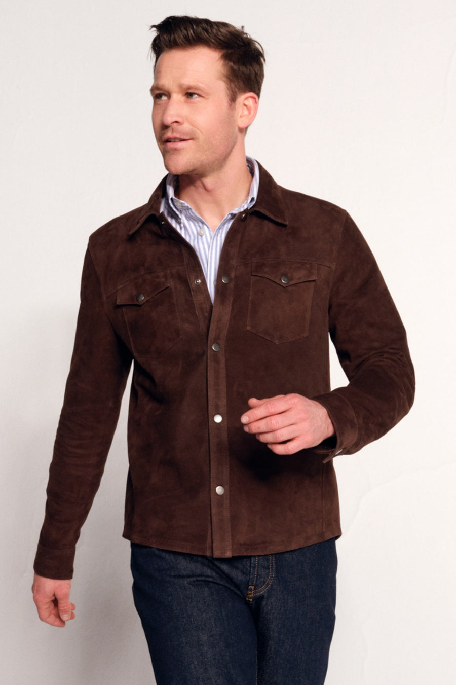 Martinez Male Brown Suede Leather Shirt Jacket 26SGD656810 | Derimod