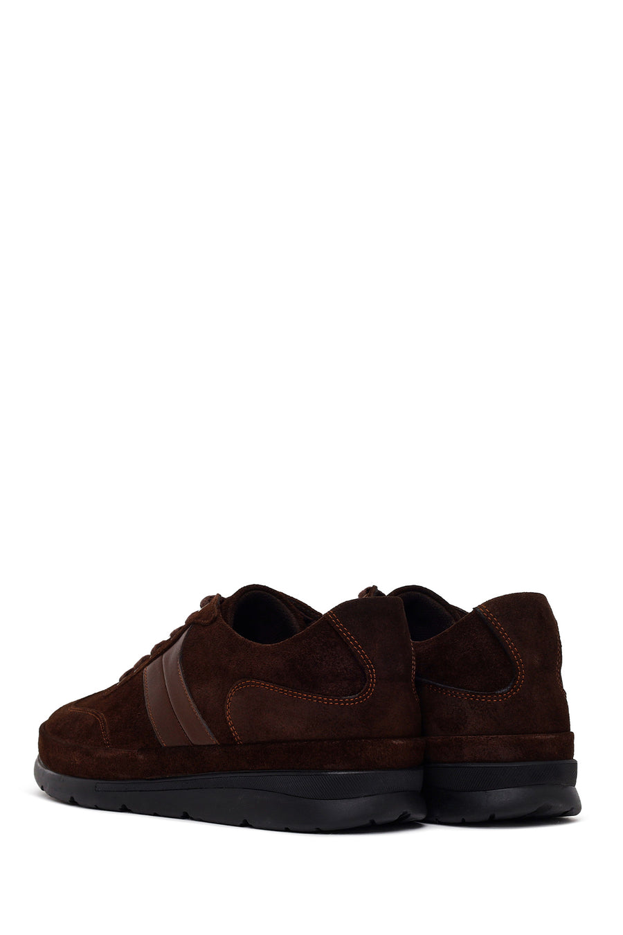 Erkek Kahverengi Bağcıklı Süet Deri Sneaker