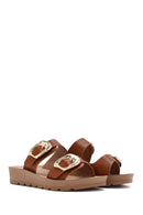 Kadın Taba Çift Tokalı Kalın Tabanlı Terlik | Derimod