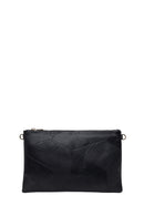 Woman Black Chain-Strap Patterned Clutch Bag | Derimod