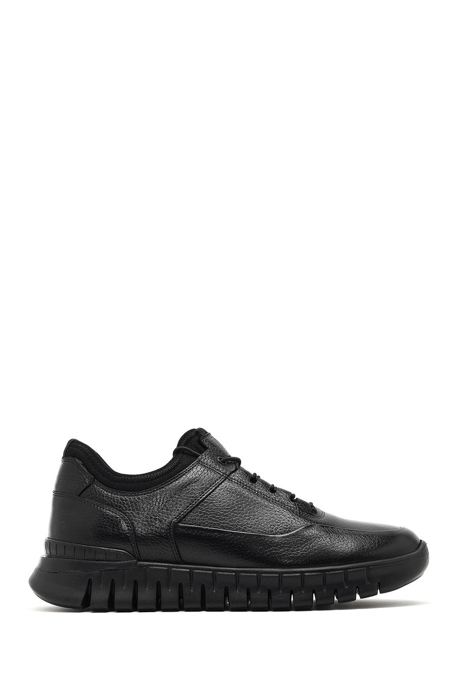 Erkek Siyah Bağcıklı Kalın Tabanlı Deri Casual Sneaker 25WFD6418FT | Derimod