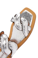 Women's Silver Knitted Patterned Slippers | Derimod