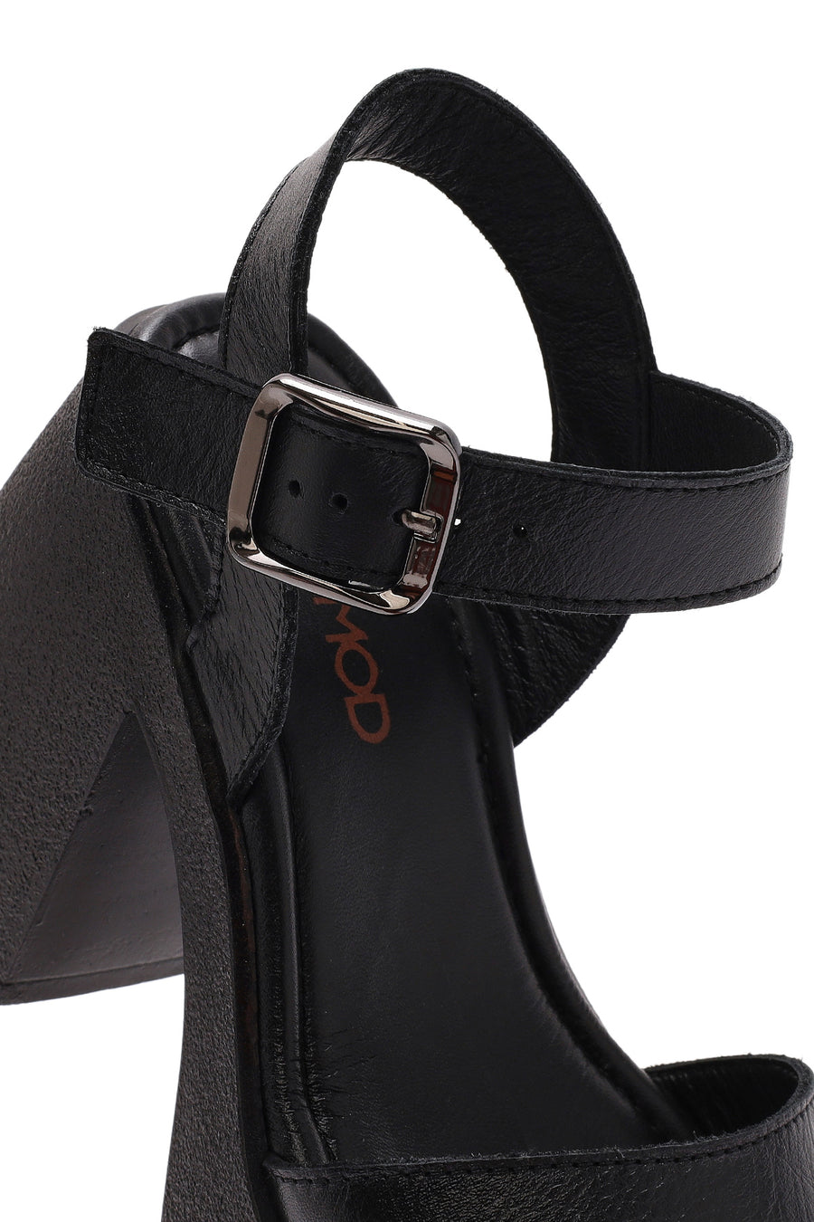 Women's Black Ankle Buckle Platform Chunky High Heel Leather Sandals