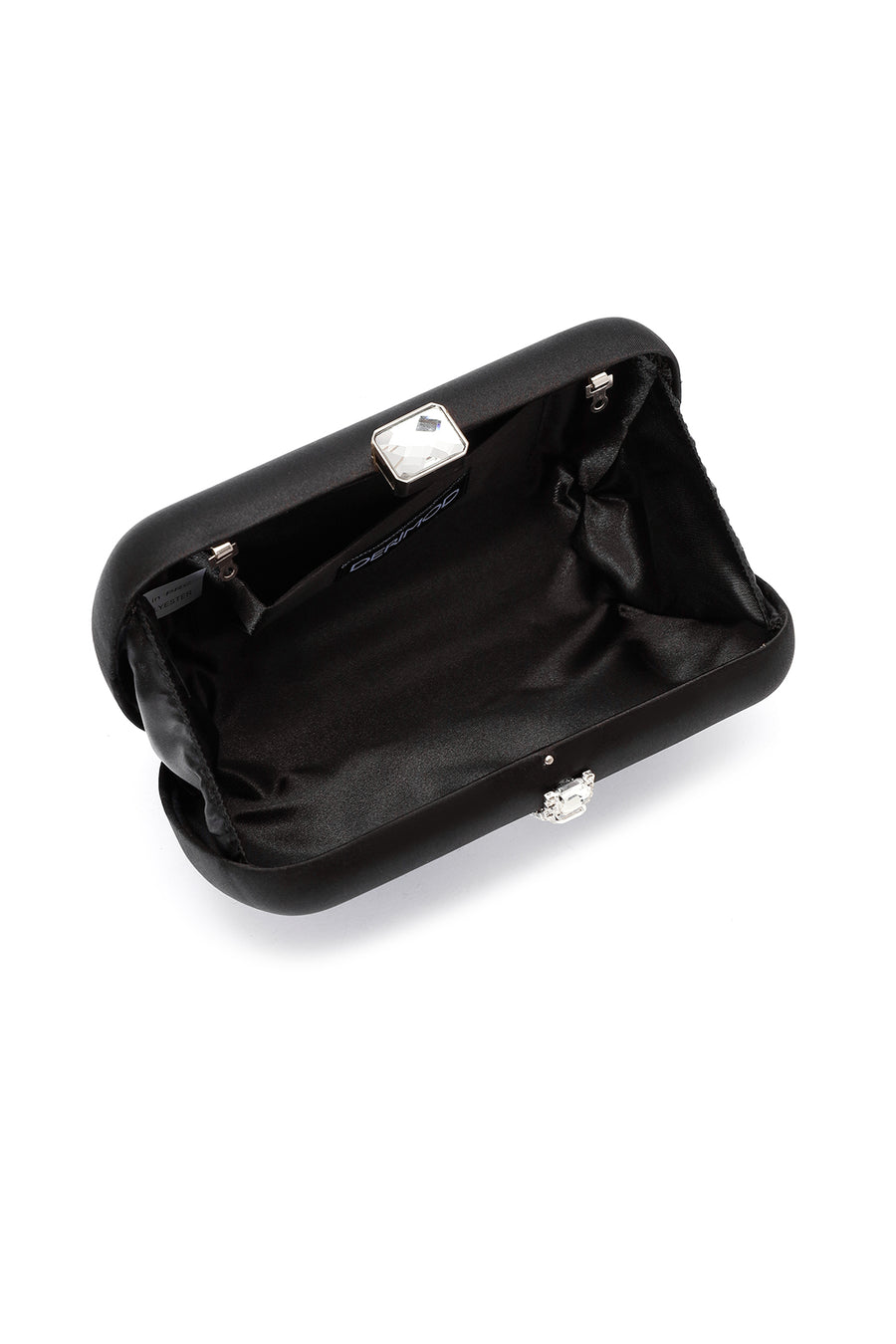 Women's Black Long Chain Strap Stone Mini Clutch Bag
