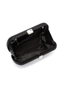 Women's Black Long Chain Strap Stone Mini Clutch Bag | Derimod