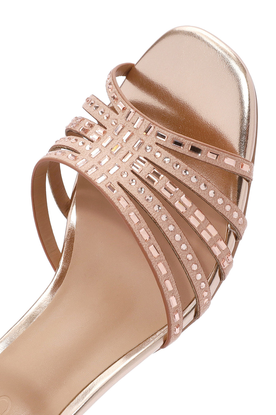 Women's Pink Metallic Ankle Strap Chunky Heel Sandals