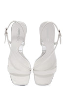 Women's White Ankle Strap Leather Thin High Heel Sandals | Derimod