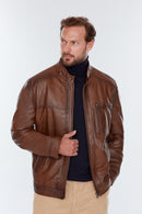 Ford (Plus) Men's Cognac Leather Jacket | Derimod