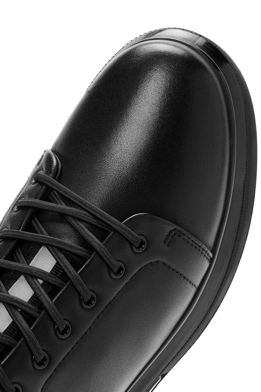 Men's Black Lace-up Leather Sneaker