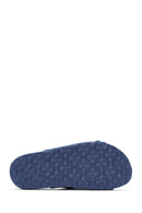 Women's Blue Stone Fabric Slippers | Derimod