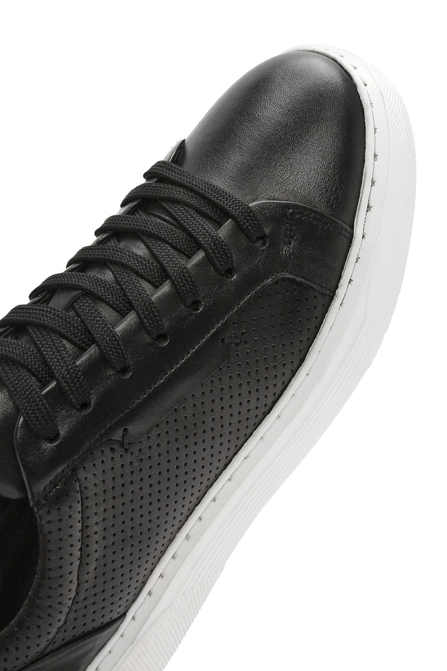 Men's Black Lace-up Leather Sneaker