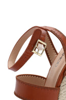 Kadın Taba Bilekten Tokalı Dolgu Topuklu Espadril Sandalet | Derimod