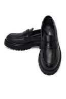 Kadın Siyah Kalın Tabanlı Deri Maskülen Loafer | Derimod