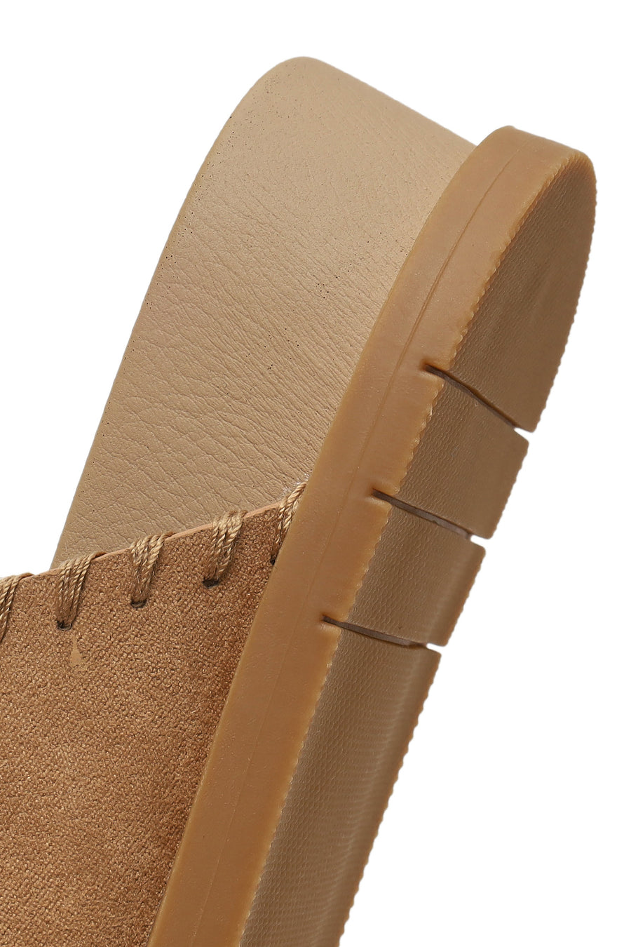Woman Beige Double-Buckle Suede Slipper