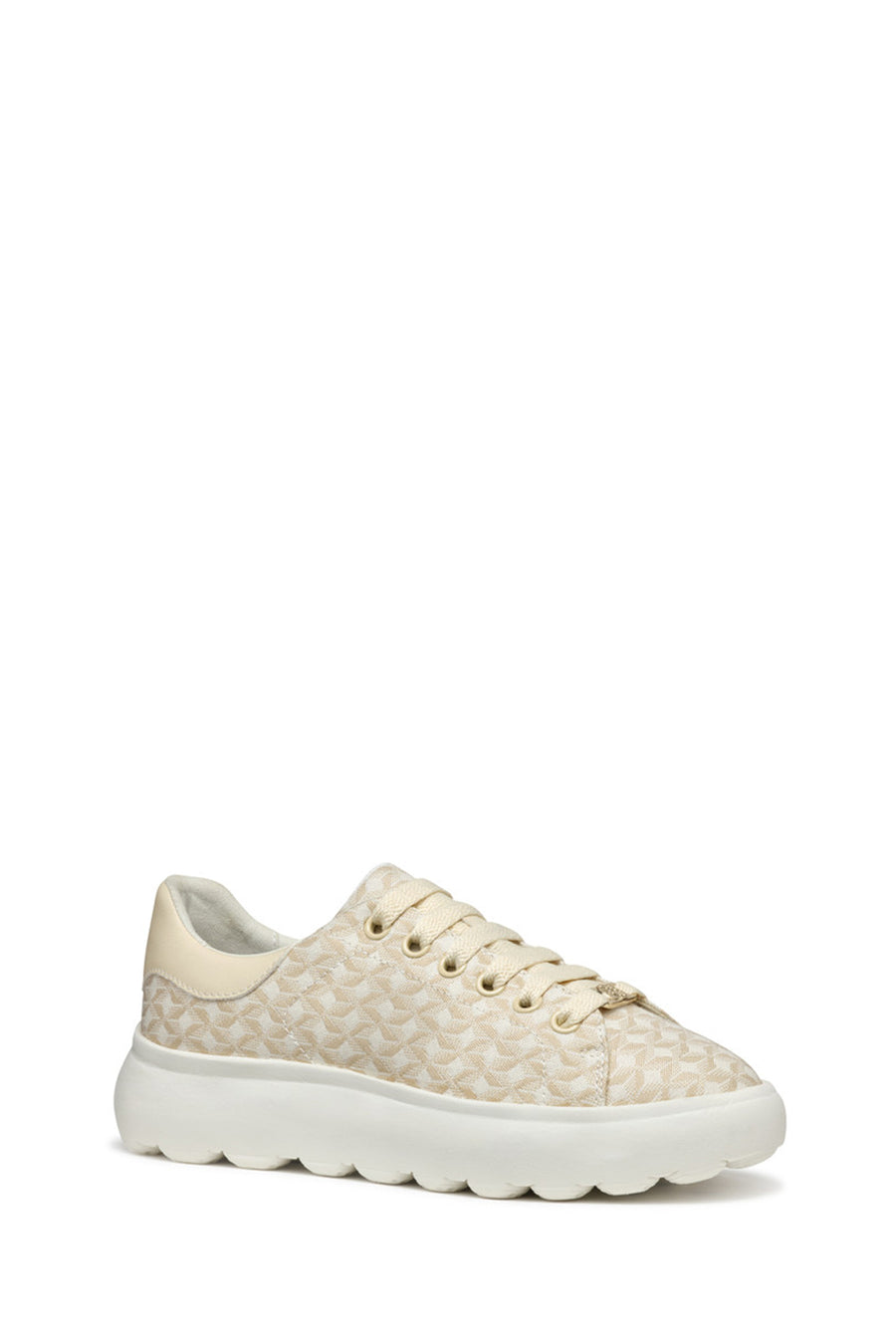 Geox Kadın Bej Spherica Ec4.1 Bağcıklı Desenli Kalın Tabanlı Sneaker