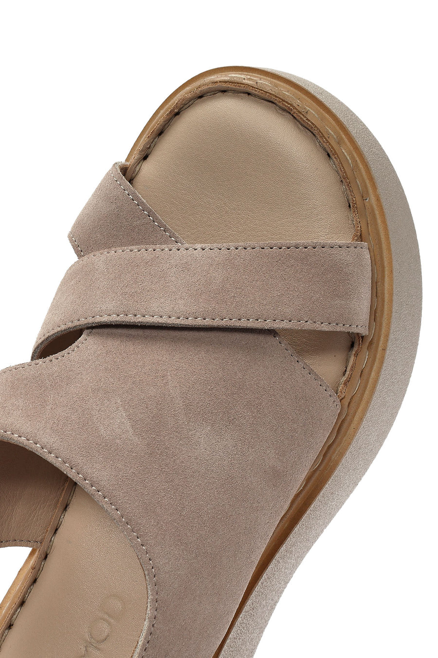 Kadın Vizon Bilekten Tokalı Kalın Tabanlı Süet Deri Comfort Sandalet