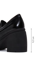 Kadın Siyah Deri Topuklu Loafer | Derimod