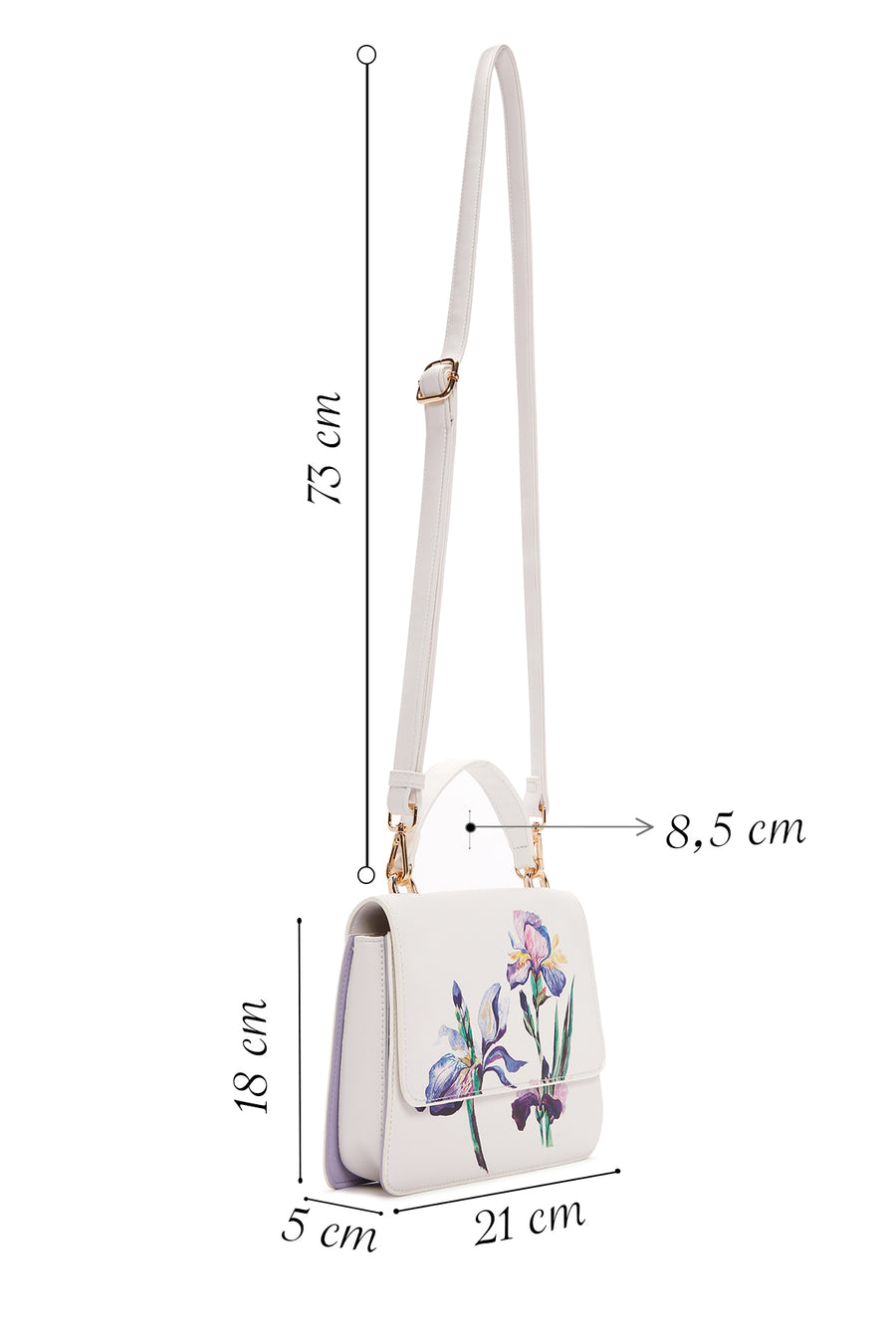 Women's White Long Strap Printed Shoulder Bag